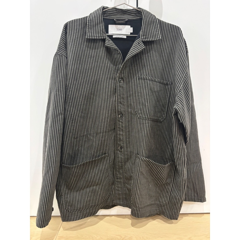 Closed Mens Striped‎ Chore Jacket Portuguese Fabric Button Up Overshirt Grey M